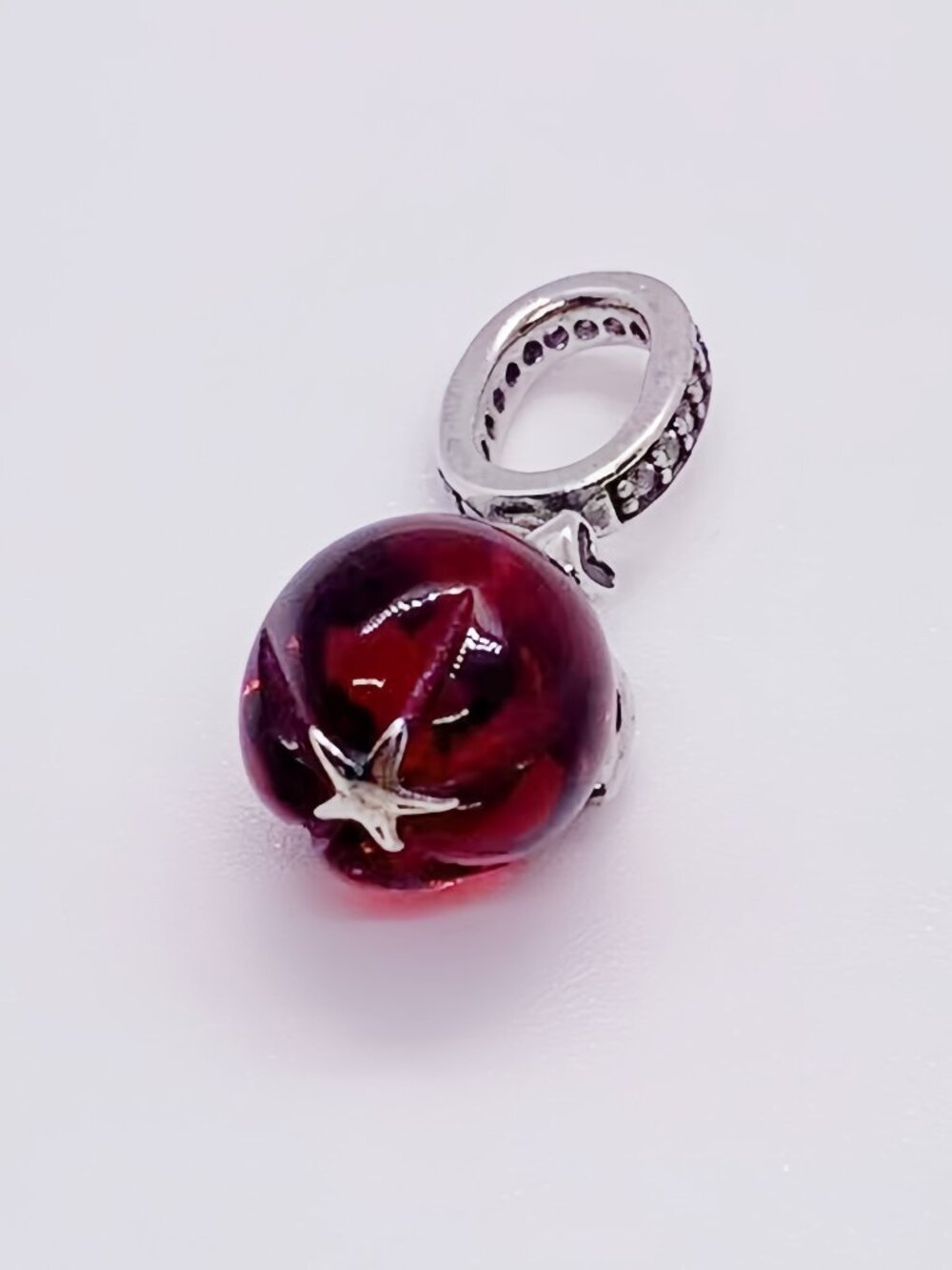 Pandora Murano Glass Red Apple Dangle Charm Pendant